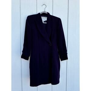 Vintage Hugo Buscati‎ Silk Blazer Mini Dress, Eggplant Purple, Sz 2 Petite